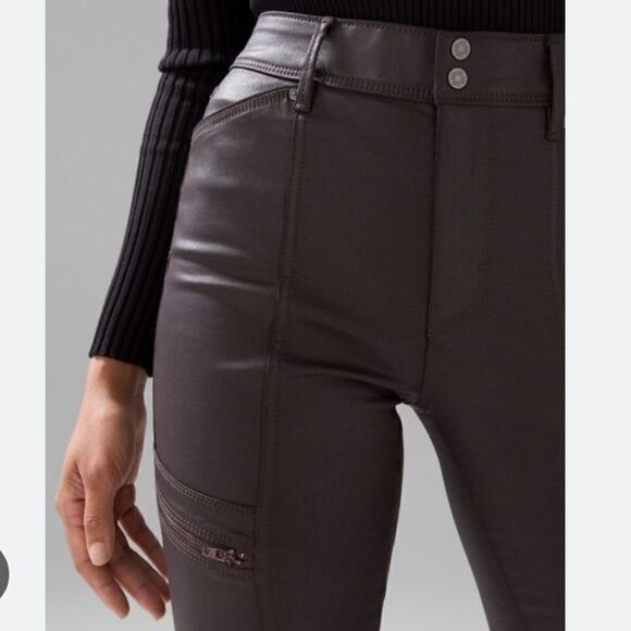 White House Black Market Cabernet Faux Leather Coated High Rise Skinny Pants - Picture 3 of 16